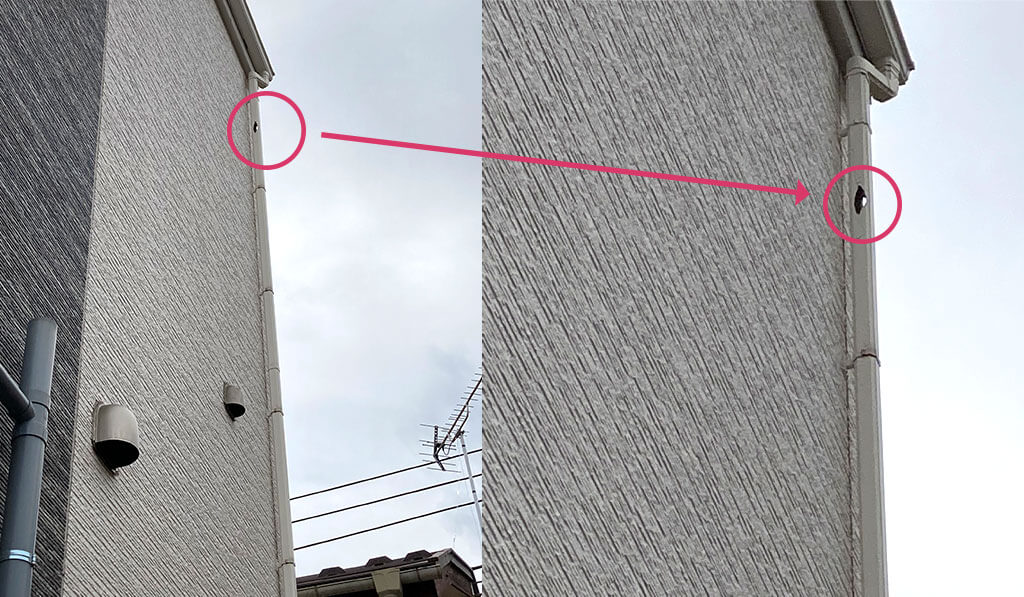 台風などの強い風で飛ばされた飛来物による破損