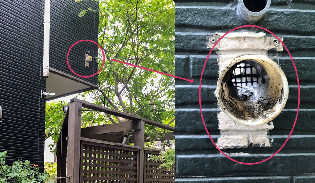 既存の竪樋を取り外す