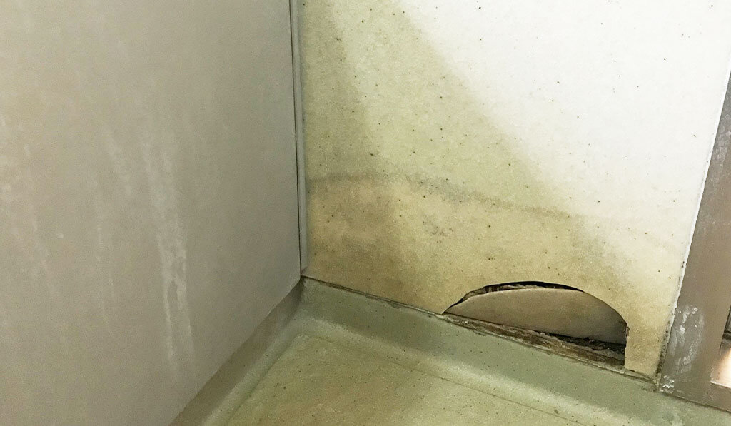 浴室の壁補修場所の確認