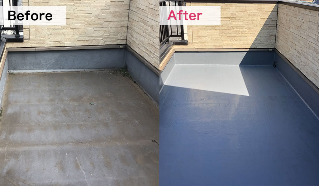 ベランダ防水工事（トップコート塗り替え）