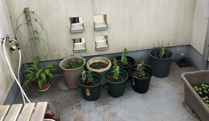 重いプランターや家具を直置きしない