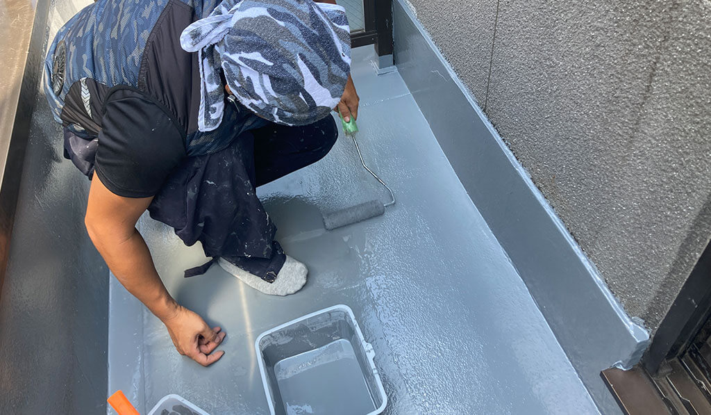防水材の塗布