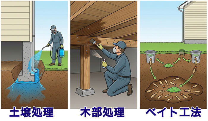 シロアリ駆除の施工方法と費用の違い