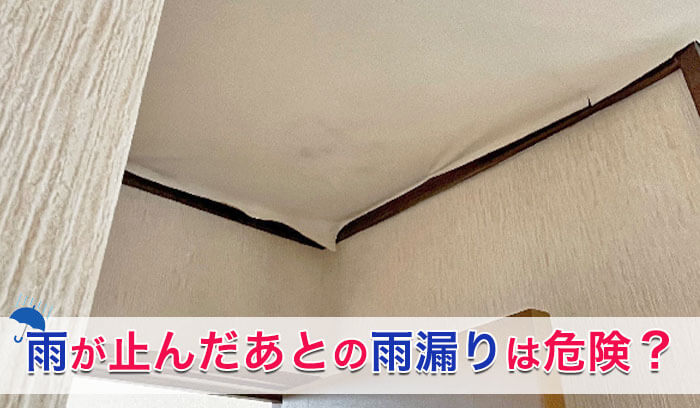 雨漏りが起きて家の天井のクロスが剥がれている様子