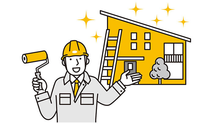 家のリフォームをする業者のイラスト