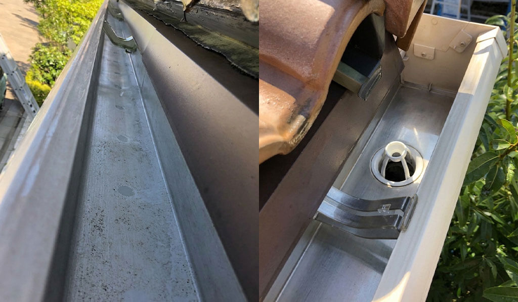 清掃後の雨どいの様子