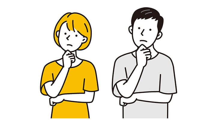 悩んでいる男女のイラスト